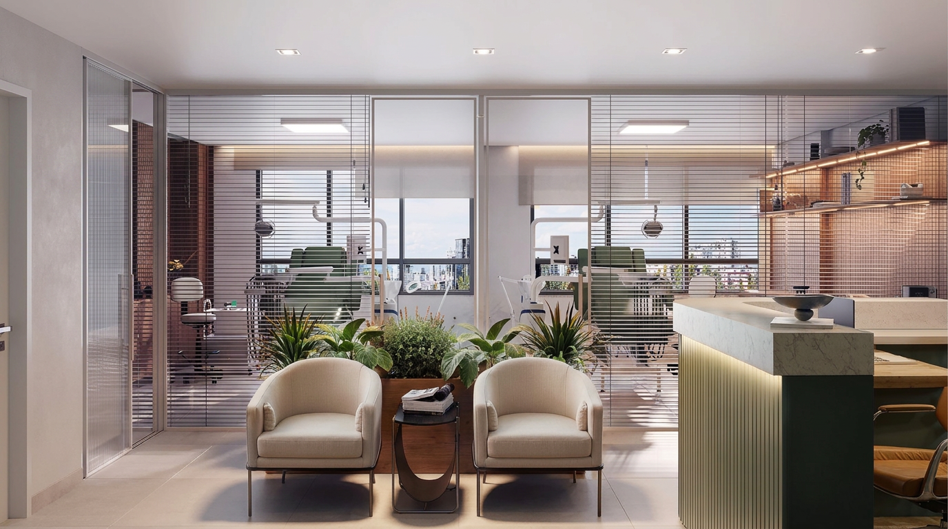 Ambiente comercial ilustrativo com 48 a 63 m² no Martim